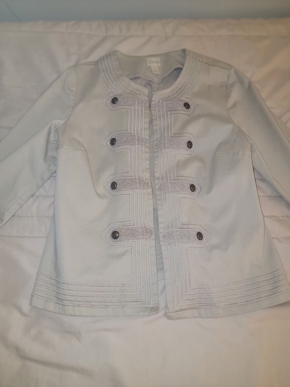 Chico's Pale Gray Military-Inspired Jacket